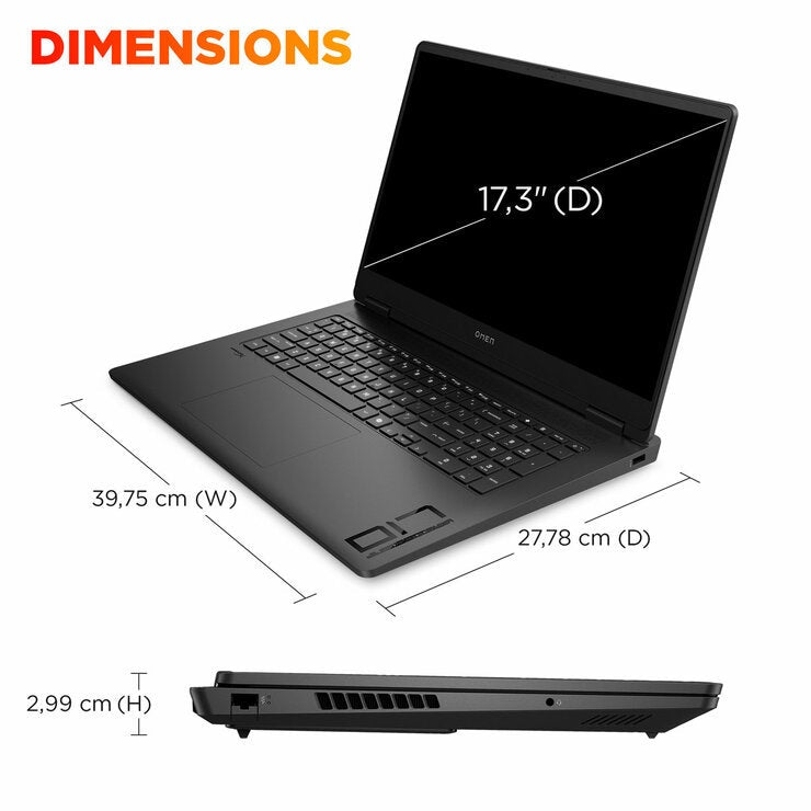 HP OMEN, AMD Ryzen AI 7, 16GB RAM, 1TB SSD, NVIDIA GeForce RTX 5060, 17.3 inch Gaming Laptop, 17-db1000na
