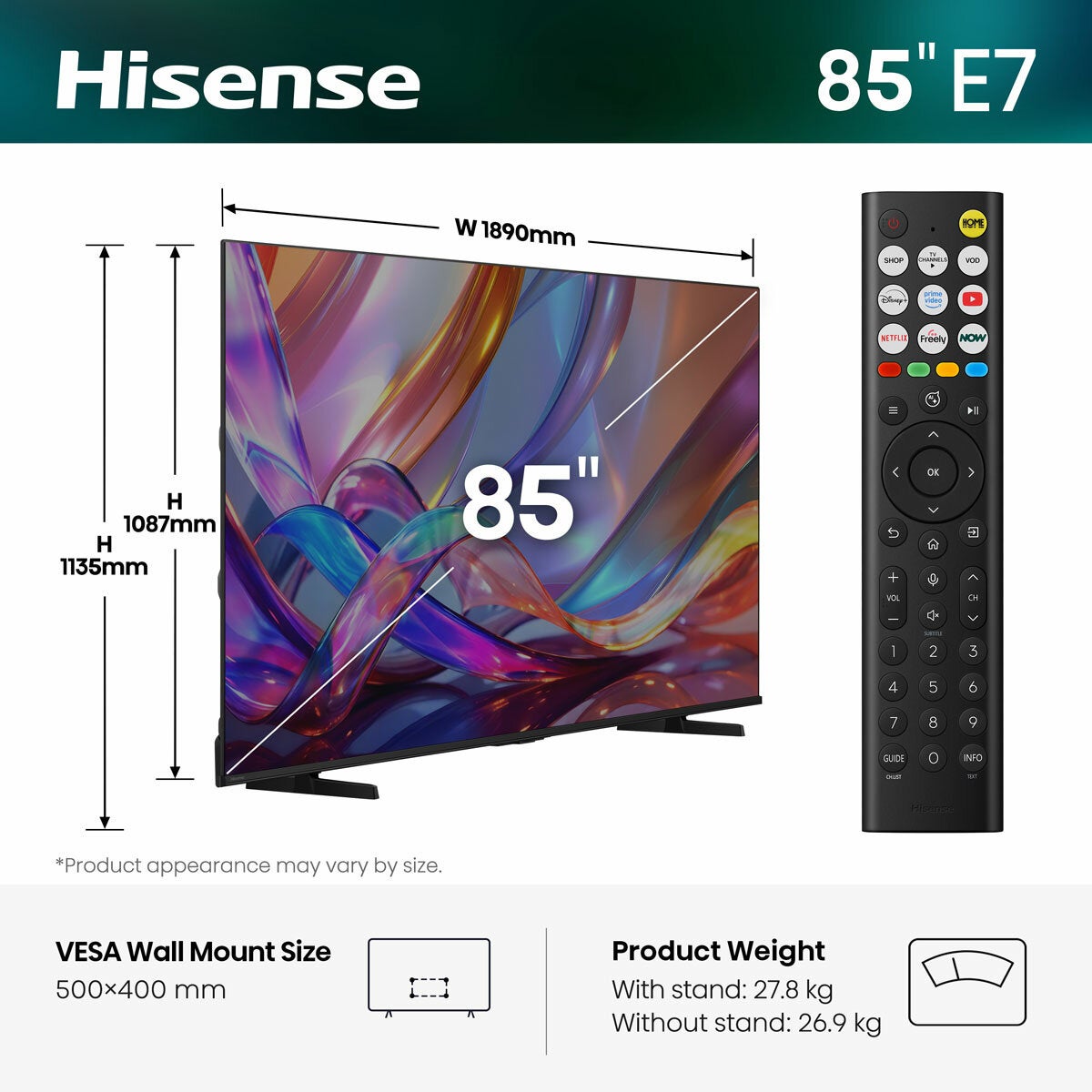 Hisense 85E7STUK 85 Inch QLED HD Smart TV
