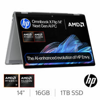 HP Omnibook X Flip, AMD Ryzen AI 7, 16GB RAM, 1TB SSD, 14 Inch Convertible 2 in 1 OLED Laptop, 14-fk0009na