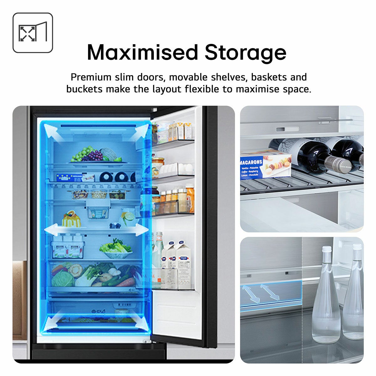 LG Fit & Max, GBBW726AEV Fridge Freezer, A Rated in Black