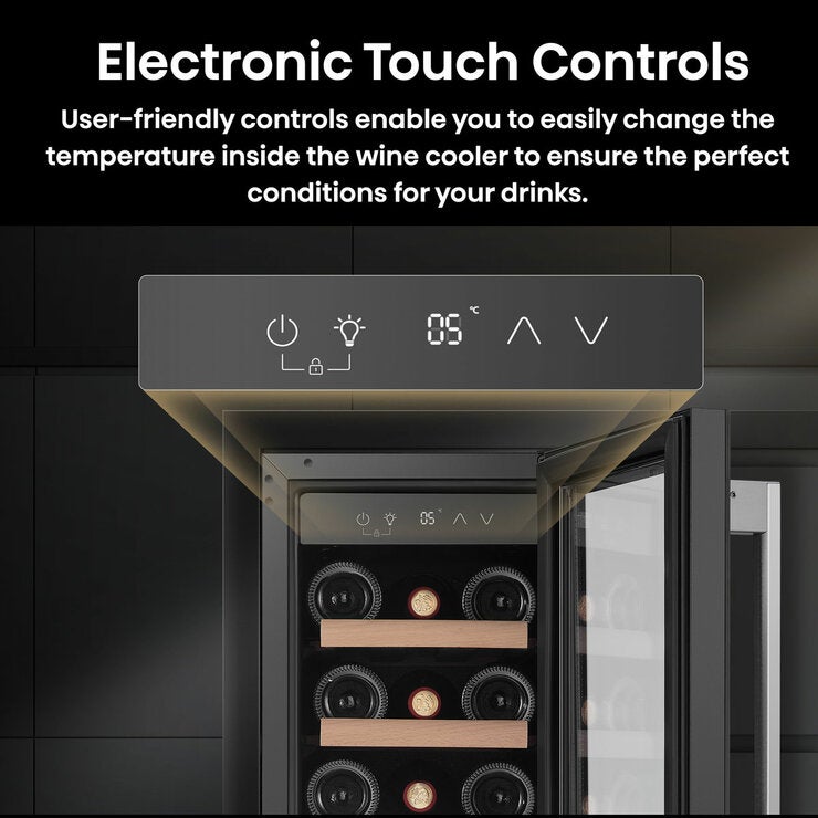 Hisense RW058B3ABGF, 19 Bottle Freestanding, Single Zone Wine Cooler, G Rated in Black