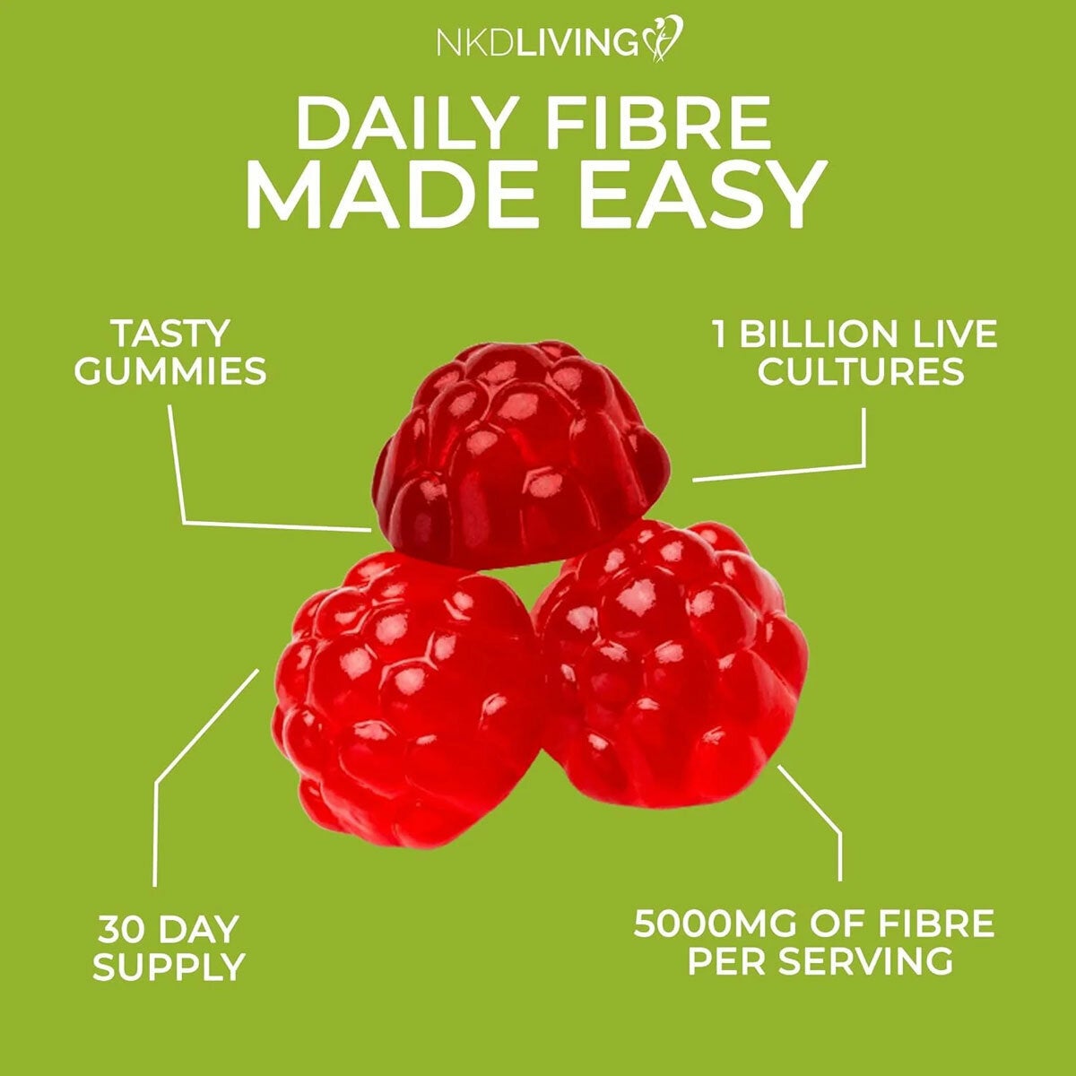 NKD Living Fibre Gummies, 2 x 60 Count