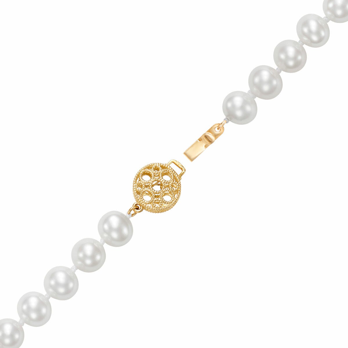 7-7.5mm Cultured Freshwater White Pearl Bracelet, 14ct Yellow Gold