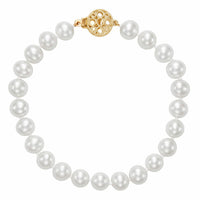 7-7.5mm Cultured Freshwater White Pearl Bracelet, 14ct Yellow Gold