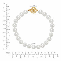 7-7.5mm Cultured Freshwater White Pearl Bracelet, 14ct Yellow Gold