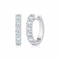 1.00ctw Round Brilliant Cut Diamond Hoop Earrings, 14ct White Gold