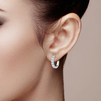 1.00ctw Round Brilliant Cut Diamond Hoop Earrings, 14ct White Gold