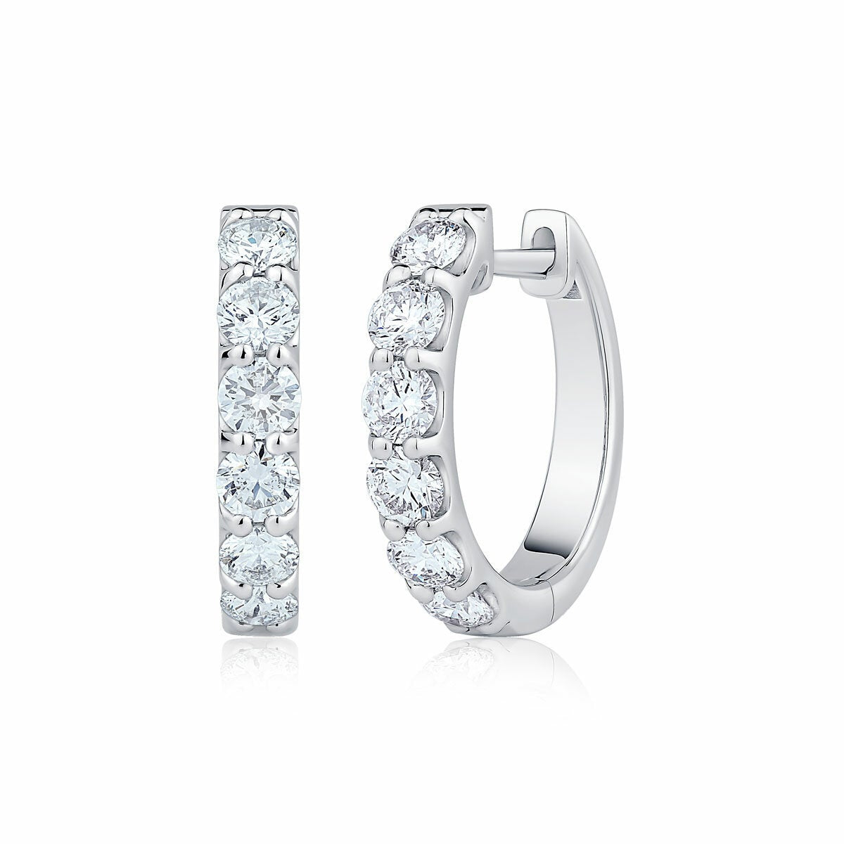 1.00ctw Round Brilliant Cut Diamond Hoop Earrings, 14ct White Gold