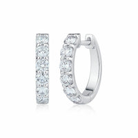 1.00ctw Round Brilliant Cut Diamond Hoop Earrings, 14ct White Gold