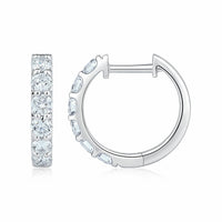1.00ctw Round Brilliant Cut Diamond Hoop Earrings, 14ct White Gold