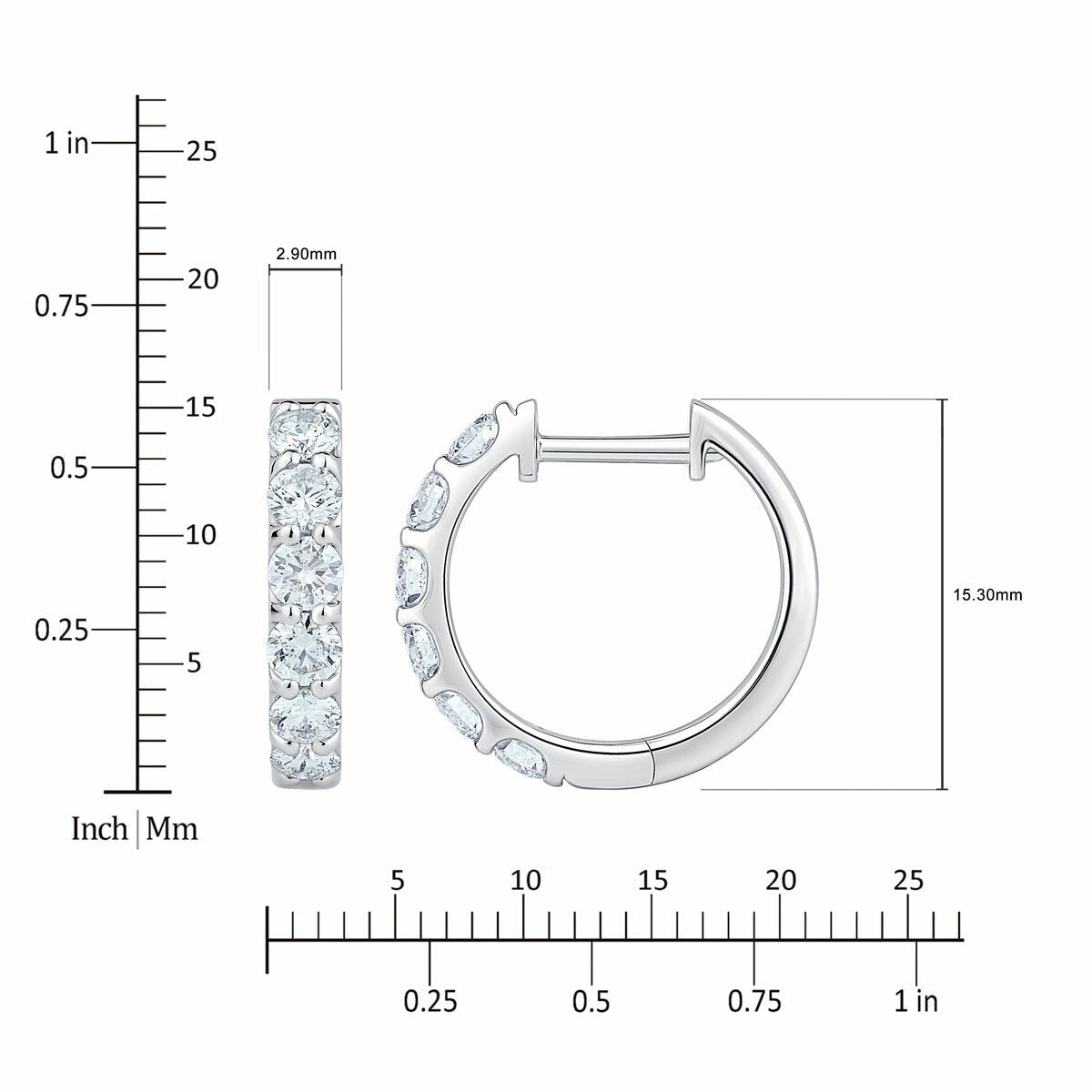 1.00ctw Round Brilliant Cut Diamond Hoop Earrings, 14ct White Gold
