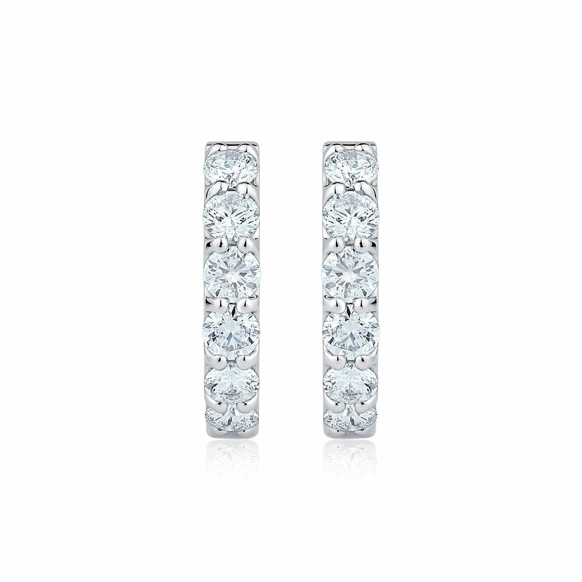 1.00ctw Round Brilliant Cut Diamond Hoop Earrings, 14ct White Gold