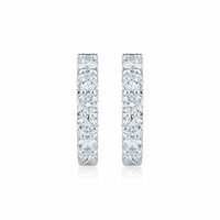 1.00ctw Round Brilliant Cut Diamond Hoop Earrings, 14ct White Gold