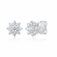 0.50ctw Round Brilliant Cut Diamond Sunburst Earrings, 14ct White Gold