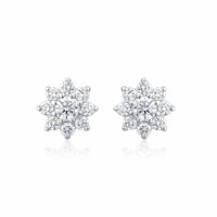 0.50ctw Round Brilliant Cut Diamond Sunburst Earrings, 14ct White Gold
