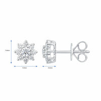 0.50ctw Round Brilliant Cut Diamond Sunburst Earrings, 14ct White Gold