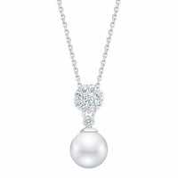7.5-8mm Akoya Pearl & 0.30ctw Diamond Pendant, 14ct White Gold