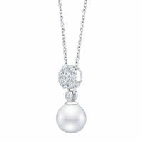 7.5-8mm Akoya Pearl & 0.30ctw Diamond Pendant, 14ct White Gold