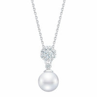 7.5-8mm Akoya Pearl & 0.30ctw Diamond Pendant, 14ct White Gold