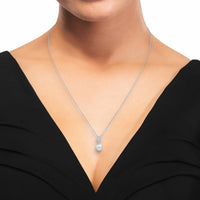 7.5-8mm Akoya Pearl & 0.30ctw Diamond Pendant, 14ct White Gold