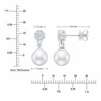 7-7.5mm Akoya Pearl & 0.45ctw Diamond Earrings, 14ct White Gold