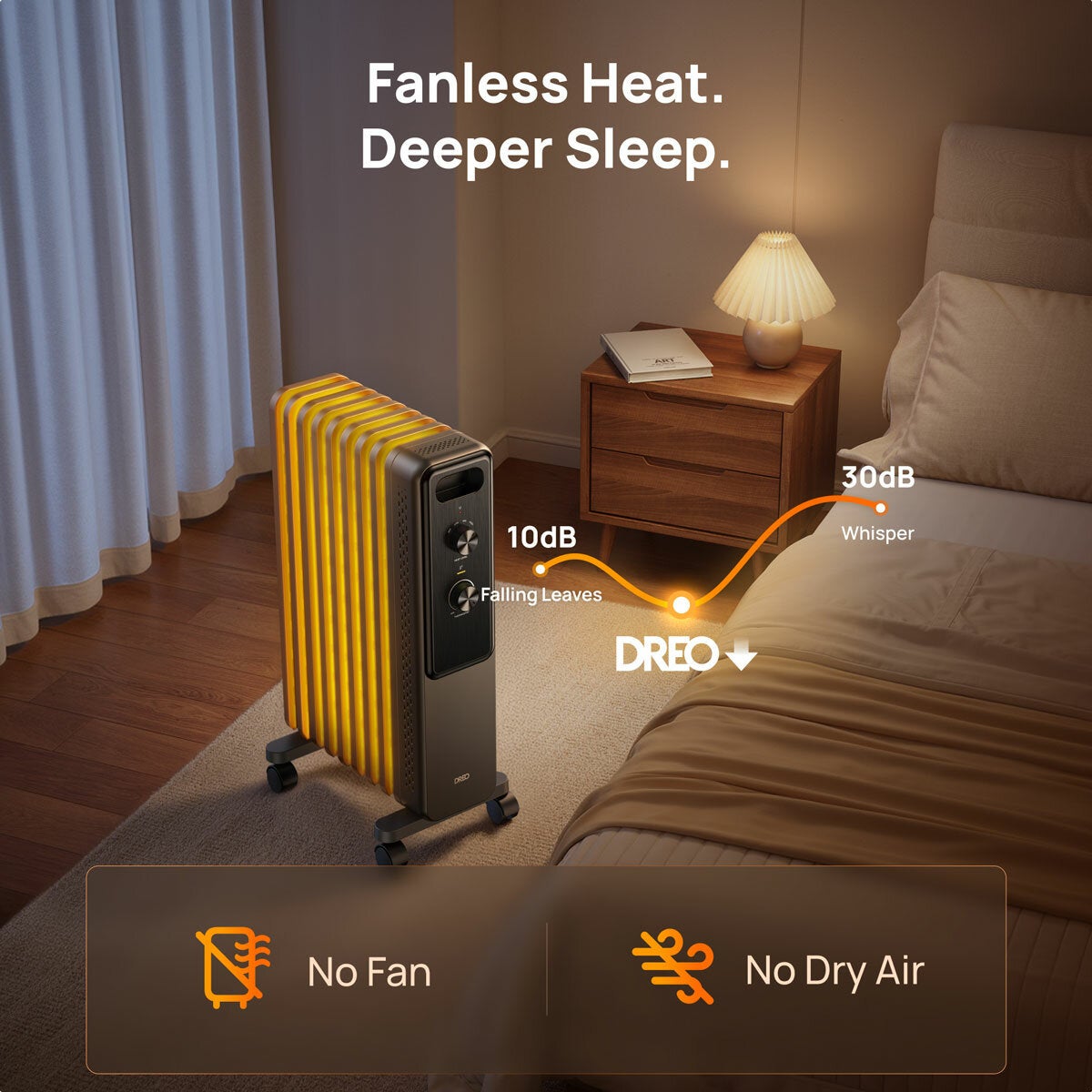 Dreo DR-HSH033 9 Fins 2000W Oil Filled Radiator With Knob Control