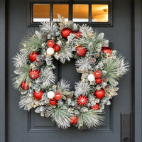 30 Inch Pre-Lit Flocked Christmas Wreath