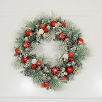 30 Inch Pre-Lit Flocked Christmas Wreath