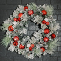 30 Inch Pre-Lit Flocked Christmas Wreath