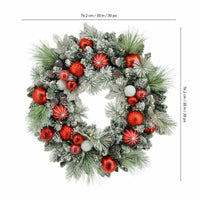 30 Inch Pre-Lit Flocked Christmas Wreath