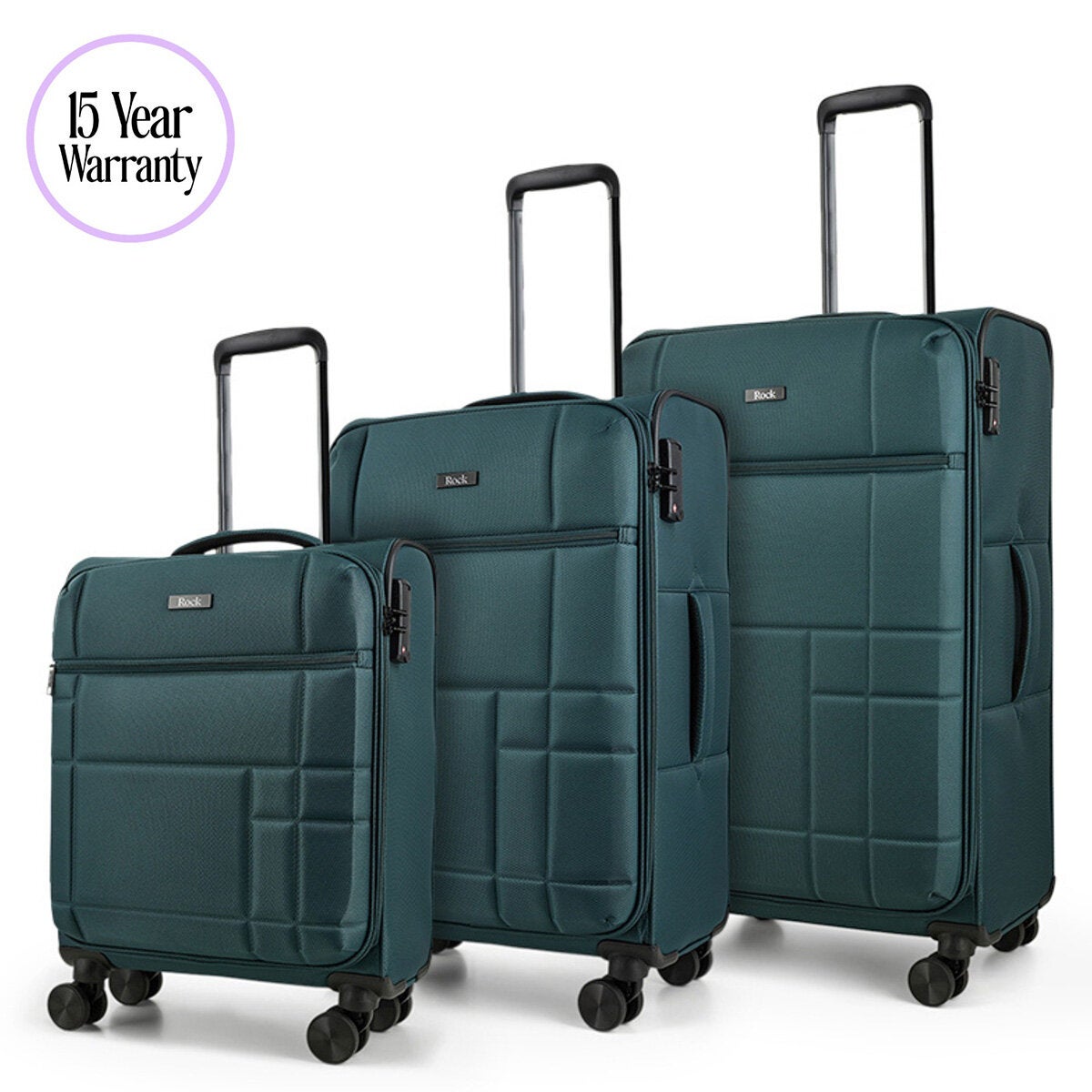 Rock Tokyo Softshell Suitcase 3pc Set in 3 Colours
