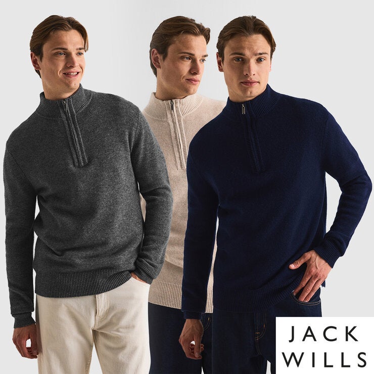 Jack Wills Men's Cashmere Blend 1/4 Zip Top