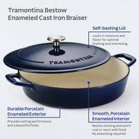 Tramontina Enamel Cast Iron Shallow Casserole Dish, 30cm / 3.8L in 2 Colours