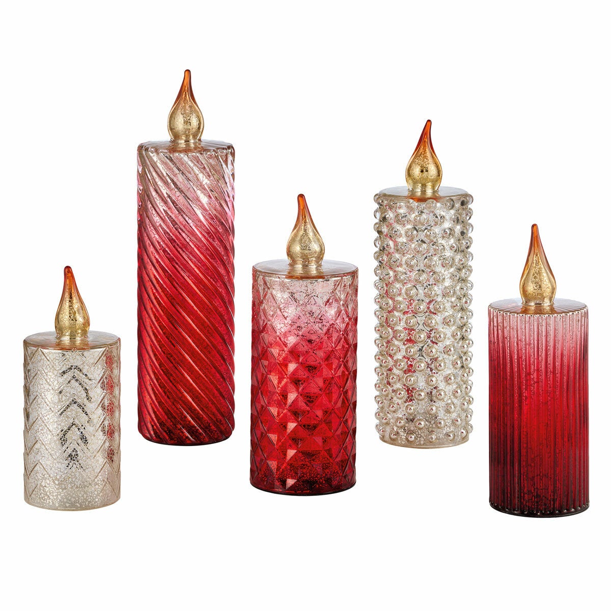 Glass LED Candles - Set Of 5