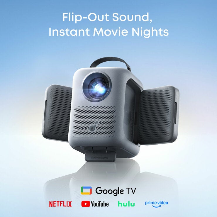 Soundcore Nebula P1 Full HD Smart Projector with Flippable Speakers, 100" Screen & Stand Bundle