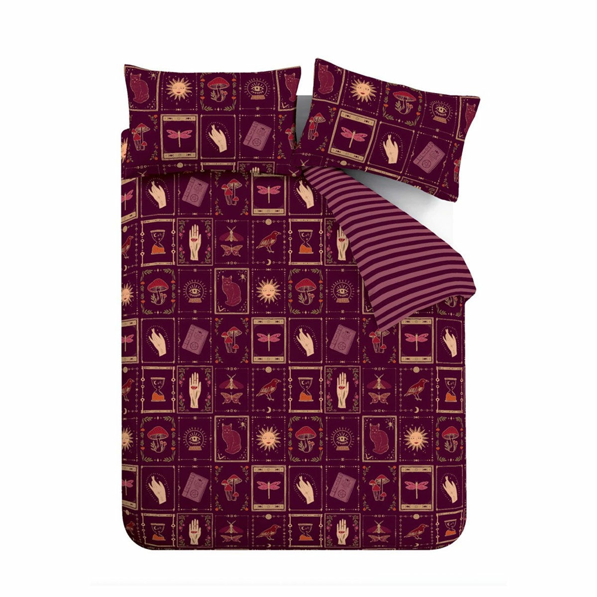 Catherine Lansfield Plum Enchanted Witchcraft Duvet Cover Set In 3 Sizes