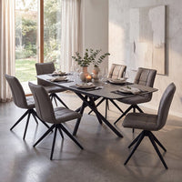 Indus Valley Skylar Small Ceramic Extending Dining Table + 6 Grey Chairs, Seats 6