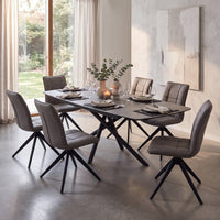 Indus Valley Skylar Small Ceramic Extending Dining Table + 6 Grey Chairs, Seats 6