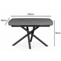 Indus Valley Skylar Small Ceramic Extending Dining Table + 6 Grey Chairs, Seats 6