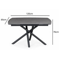 Indus Valley Skylar Small Ceramic Extending Dining Table + 6 Grey Chairs, Seats 6