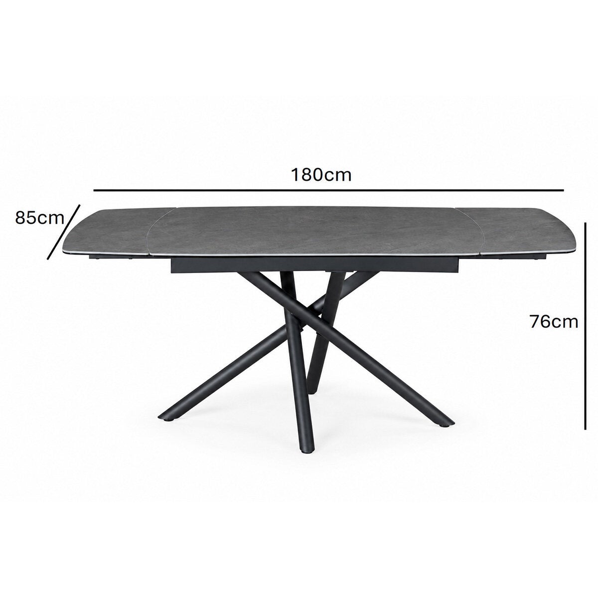 Indus Valley Skylar Small Ceramic Extending Dining Table + 6 Grey Chairs, Seats 6