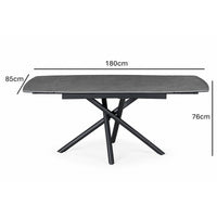 Indus Valley Skylar Small Ceramic Extending Dining Table + 6 Grey Chairs, Seats 6