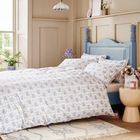 Cath Kidston Blue Ribbons And Bows Reversible Cotton Duvet Cover Set In 4 Sizes