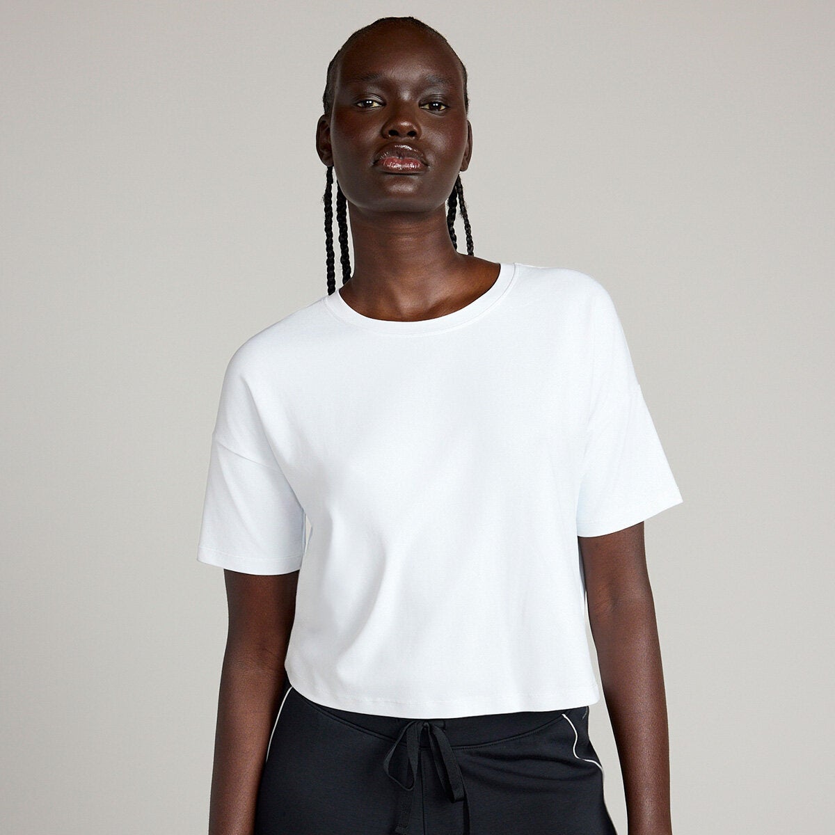 Mondetta Women's Active Pique Mesh Cropped Boyfriend Tee