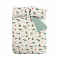 Catherine Lansfield Brushed Cotton Christmas Dogs Reversible Duvet Cover Set In 4 Sizes