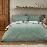 Catherine Lansfield Brushed Cotton Christmas Dogs Reversible Duvet Cover Set In 4 Sizes