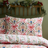 Catherine Lansfield Christmas Nutcracker Bows Reversible Duvet Cover Set In 3 Sizes