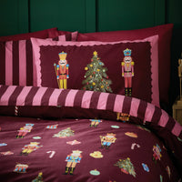 Catherine Lansfield Christmas Nutcracker Stripe Reversible Duvet Cover Set In 3 Sizes