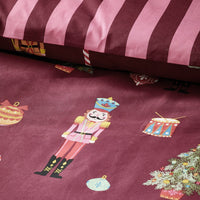 Catherine Lansfield Christmas Nutcracker Stripe Reversible Duvet Cover Set In 3 Sizes