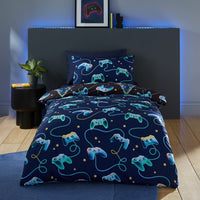 Catherine Lansfield Navy Christmas Gamer Duvet Cover Set In 2 Sizes